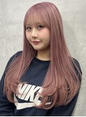 ブリーチありダブルカラー/ピンクベージュ/ローレイヤー/原宿