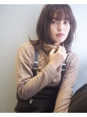 clanココアブラウン美髪斜めバングエアリーミディ