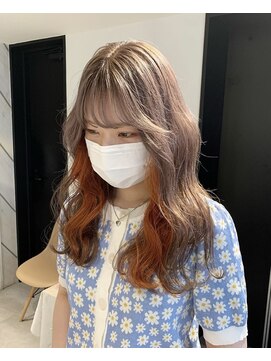 ソワンドゥブレス 瓜破店(soin de brace) 【辻快樹】インナーカラー/ベージュ×オレンジ