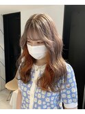【辻快樹】インナーカラー/ベージュ×オレンジ