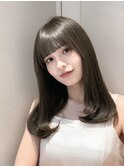 前髪アンブレラカラーこなれミディイメチェンウェーブパーマ