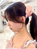  顔まわり/レイヤーロング/韓国ヘア/ベビーピンク/新宿