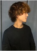 メンズパーマ マッシュウルフ ブリーチ グラデーション