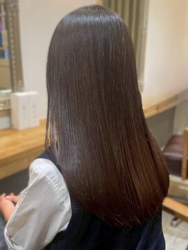 リアン 横須賀中央店(Lien) オリーブアッシュ 透明感カラー 髪質改善ストレート ロング 20代