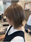 【透明感たっぷり◎】柔らかベージュ×外ハネボブ 20代30代