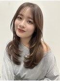 マレットヘアハイライト髪質改善オリーブグレーココアベージュ