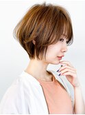ボブルフ/ショートパーマ30代40代50代/小顔/イヤリングカラー