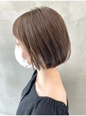 ミニボブ×アッシュグレージュ (ブリーチなし)