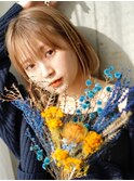 プツッと　ミルクティーベージュフラットボブ