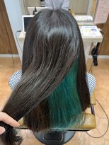 アズール 草加(azule)&nbsp;インナーカラー　ターコイズグリーン