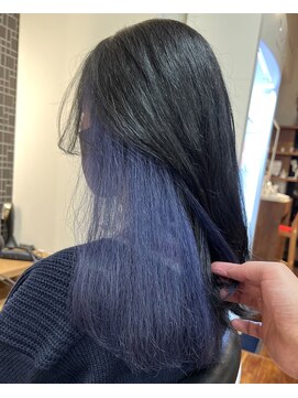 ルーム(Room) インナーカラーロング/ブルーバイオレット/ムラサキカラー韓国