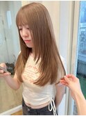 ブリーチカラー ブラウンベージュ レイヤー  ロングレイヤー