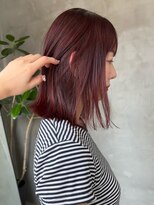 テトヘアー(teto hair)&nbsp;暖色、ブリーチなしレッド、切りっぱなしボブ