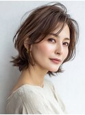 白髪ぼかし脱白髪染め似合わせショートボブ40代50代60代