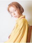 アプリコットオレンジ×ミニボブ　「横浜/髪質改善/縮毛矯正」