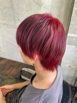 ガルボ ヘアー(garbo hair) ハイトーン ワインレッド メンズカラー 10代 20代