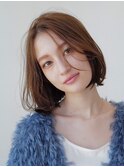 チョコグレージュ/20代30代大人かわいい/ミディアムレイヤー