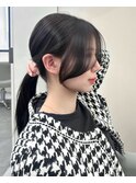 15378黒髪グレージュ髪質改善レイヤーワンカール韓国ストレート