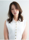 レイヤー　セミロング　ミセス　くびれヘア　小顔効果