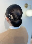 タイトヘア タイトシニヨン ヘアセット お呼ばれヘア