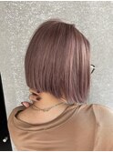 切りっぱなしボブ_パールピンク