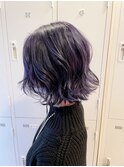 丸型卵形ストレートレイヤーエアリーロング美髪アッシュブラウン