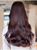 ウェーブパーマこなれミディ前髪レイヤーカット厚めバング