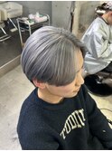 山本style　センターパート/シルバーカラー