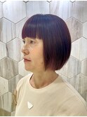 イヤリングカラー/ボブ/ピンクカラー/30代40代50代