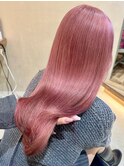 ピンクカラーデザインカラーチェリーレッドダブルカラーブリーチ