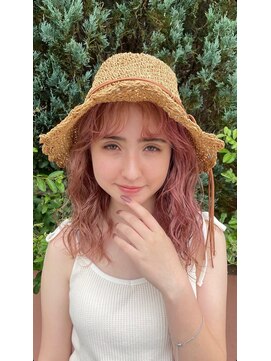 ゆるふわニュアンスパーマ×シアーピンクダブルカラーセミロング