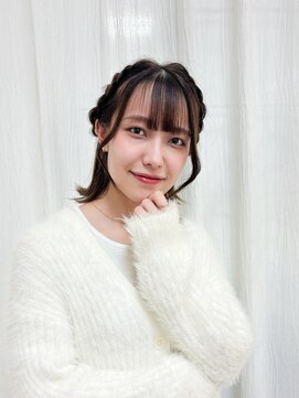 エミュ 天文館店(eMu) ゆるふわ編み込み×ほんのりピンクブラウン