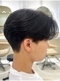 メンズセンターパートウルフセンターパートニュアンスパーマ襟足