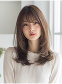 ハッシュカット/バーガンディ/ミディアムレイヤー/韓国ヘア