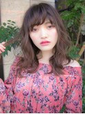 流しバング コテ巻き風カール ナチュラルブラウン