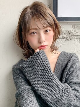 キリ 表参道(kyli) 外ハネくびれイヤリングカラーイメチェンラベンダーカラー黒髪”