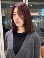 ガーデンヨコハマ(GARDEN YOKOHAMA)&nbsp;ミディアムレイヤー　ピンクブラウン　ブリーチなし　暖色　美髪