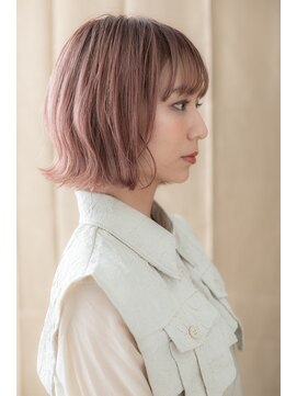 カバーヘア イヴ 戸頭店(COVER HAIR EVE) シアカラー艶感ベビーピンク外ハネボブウルフY戸頭10代20代30代