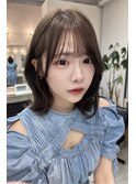 韓国風/透明感カラー/オリーブベージュ/前髪/小顔カット
