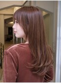 ◆ロングレイヤーカットマロンブラウンモテ髪ワンカールレイヤー