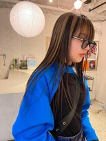 ルーム(Loom.)&nbsp;デザインカラーコントラストハイライト切りっぱなしボブ