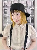 【Vicky指名】レイヤーボブイエローベージュデザインカラー