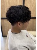 ツイストスパイラルマッシュツーブロック刈り上げ