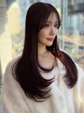 ソラ 広尾店(SORA) ロングレイヤー/顔周りカット/ピンクブラウン