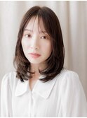 シースルーバング/韓国風レイヤーカット/暗髪//20代/30代/40代e