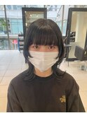 ＊個性的ネオウルフカット！黒髪ミディアムウルフレイヤーカット