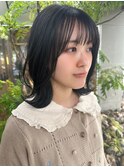 黒髪/レイヤーボブ/20代30代40代/シースルーバング