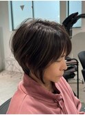 白髪ぼかしハイライト×ショートボブ【白髪ぼかし/船橋】