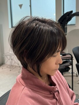 ハーツ 船橋(HEARTS) 白髪ぼかしハイライト×ショートボブ【白髪ぼかし/船橋】