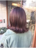 外ハネでピンクベージュ